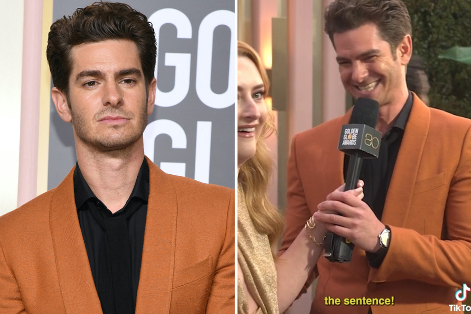 Andrew Garfield's (l) recent red carpet antics have gone viral on social media.
