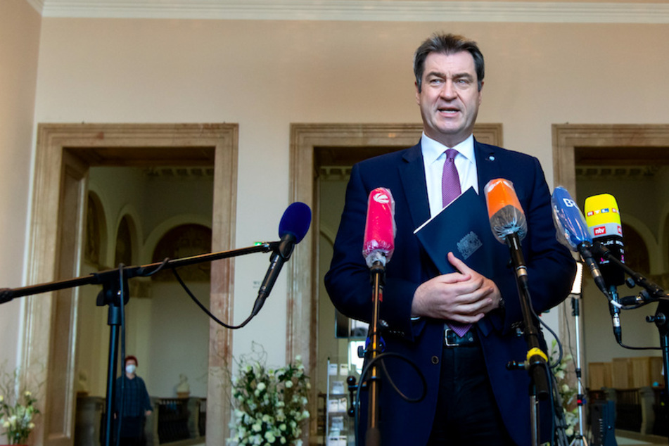 Markus Söder (54, CSU), Ministerpräsident von Bayern, gibt im bayerischen Landtag vor Beginn der Plenarsitzung ein Pressestatement.