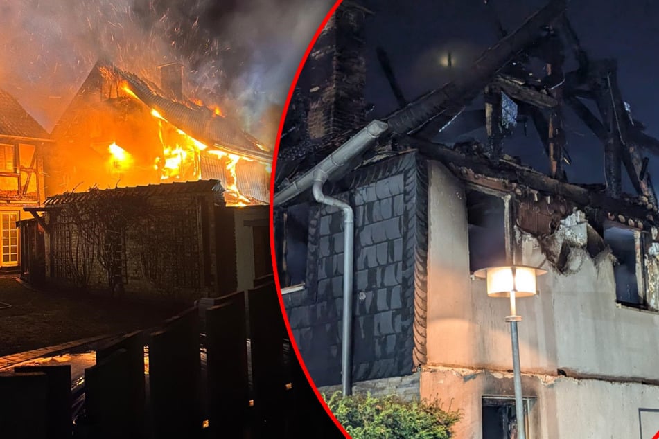 Verheerendes Feuer im Harz: Zwei Fachwerkhäuser brennen lichterloh
