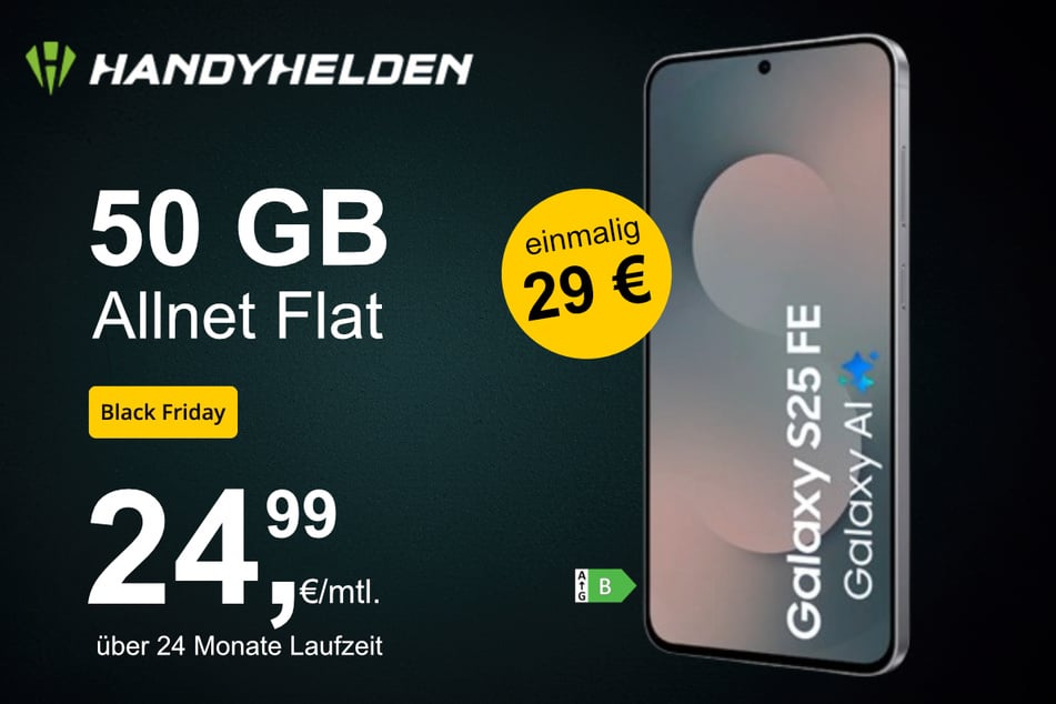 Das Samsung Galaxy S25 FE (128 GB) inkl. 50 GB Datenvolumen für einmalig 29 Euro.