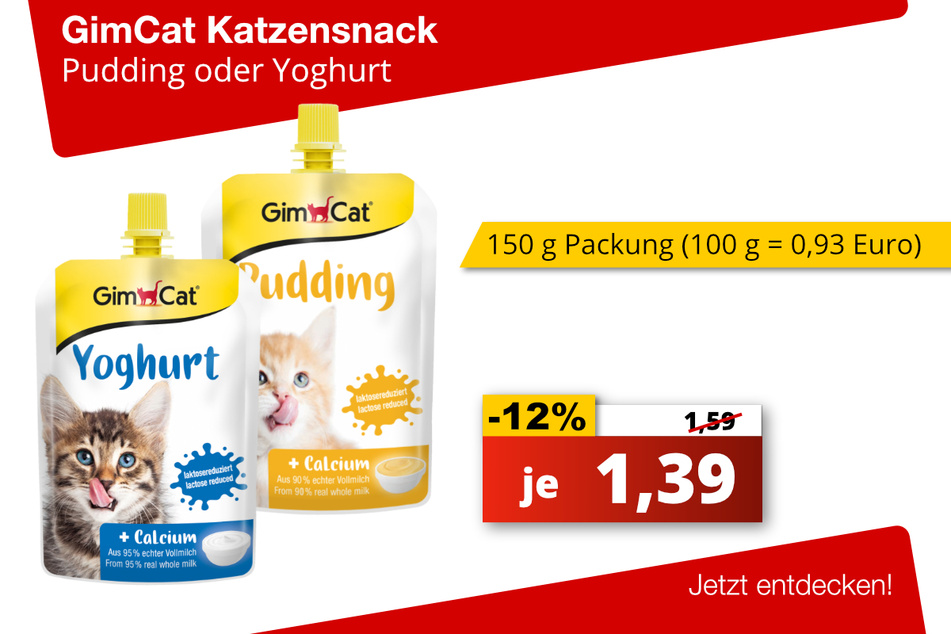 GimCat Pudding oder Joghurt je 1,39 Euro (12 Prozent gespart)