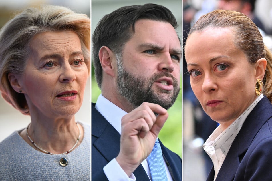 US Vice President JD Vance (c.) is due to meet with EU chief Ursula von der Leyen (l.) and Italian Prime Minister Giorgia Meloni on Sunday.