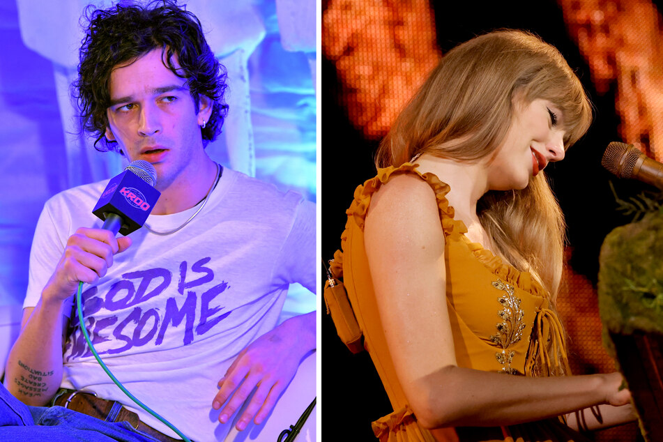 Taylor Swift (r) is rumored to be dating Matty Healy (l) after her split from Joe Alwyn, which has allegedly led Alwyn to feel "distraught."