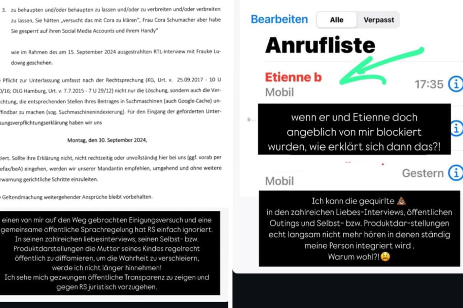 Mit diesen Screenshots kämpft Cora Schumacher aktuell um Glaubwürdigkeit und die Wahrheit.