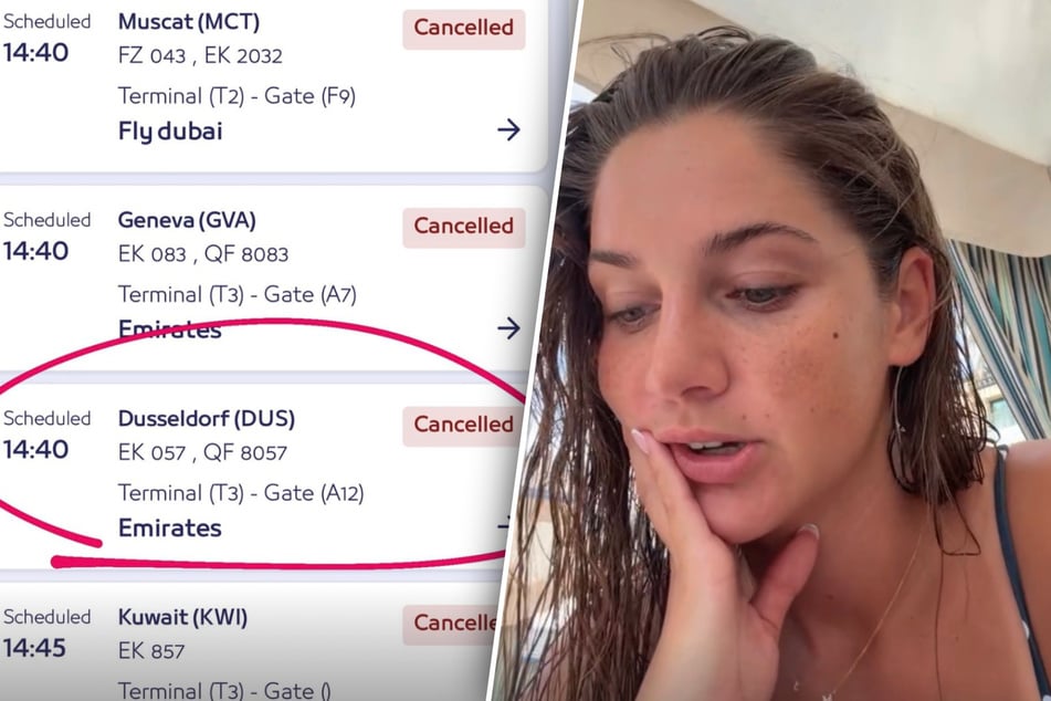 Tanja Makaric (28) und ihre kleine Tochter Malou warten in Dubai auf ihre Heimreise, nachdem ihr ursprünglicher Flug gestrichen wurde.