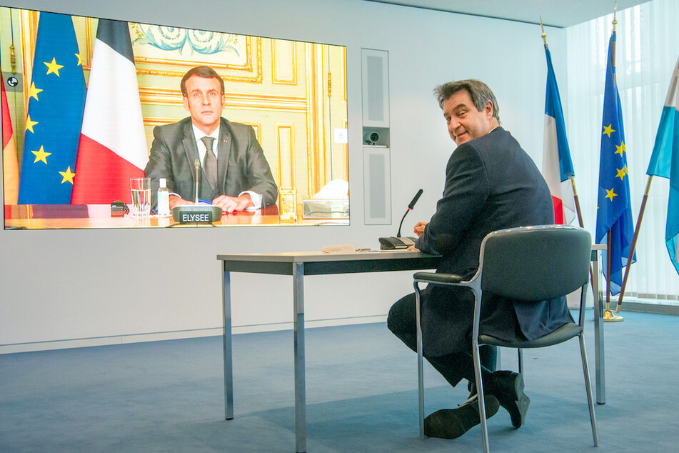 Video-Schalte mit Frankreichs Präsident: Hier sind sich Söder und Macron einig