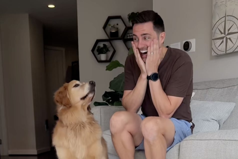 Kevin Bubolz konnte dank Golden-Retriever-Dame Ellie nicht aufhören zu lachen.