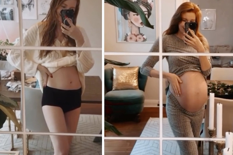 Lena Jensen (30) zeigt ihren After-Baby-Body (l.) bereits zwei Wochen nach der Geburt.