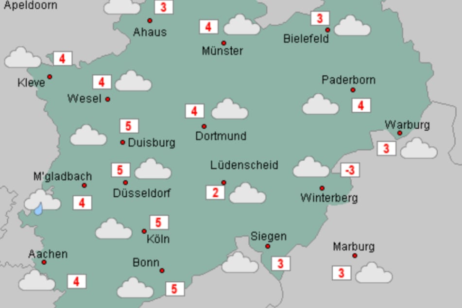 Zum Start ins Wochenende wird es im bevölkerungsreichsten Bundesland trüb.