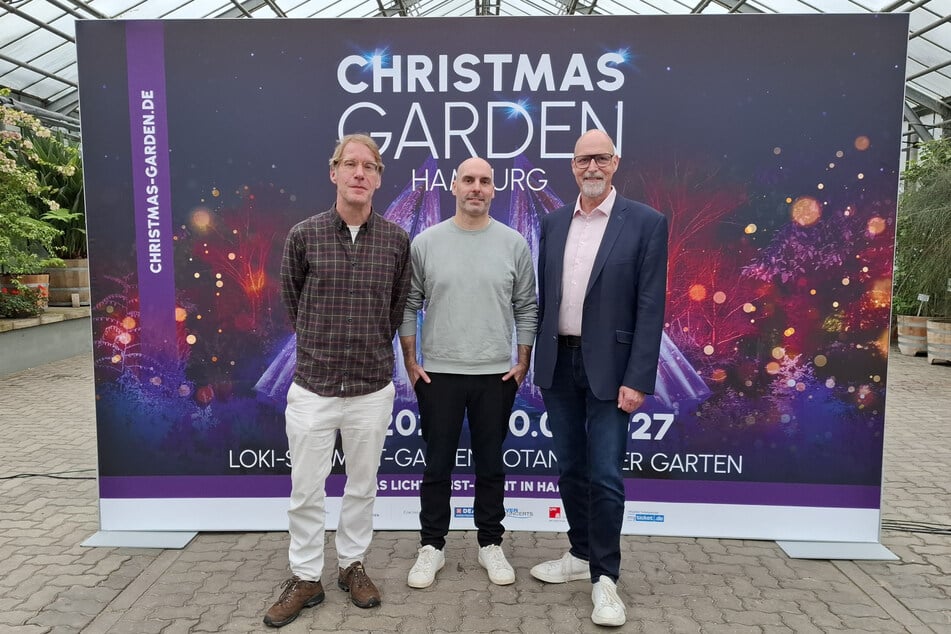 Klemens Wiese (v.l.n.r.), Michael Matthiessen und Prof. Dr. Dominik Begerow stellten die vierte Ausgabe des Hamburger "Christmas Garden" vor.