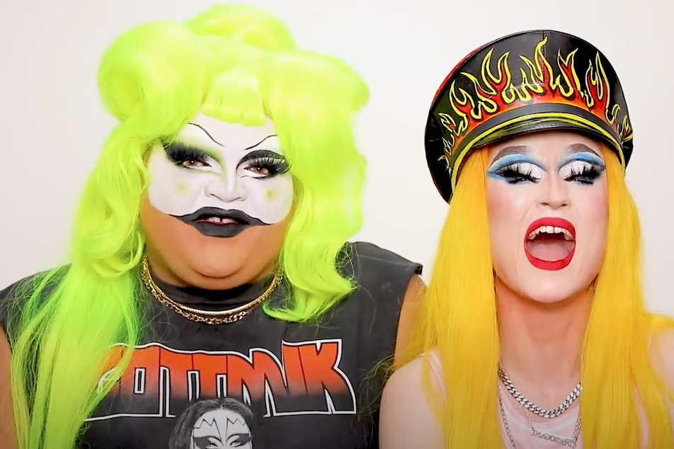 Besties in real life: for their latest YouTube video, Gottmik (r.) put her signature mug on Kandy Muse (l.).