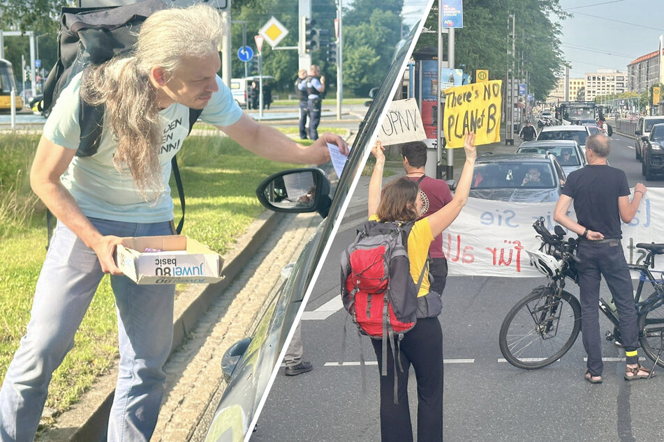 Klima-Aktivisten legen Pirnaischen Platz in Dresden lahm