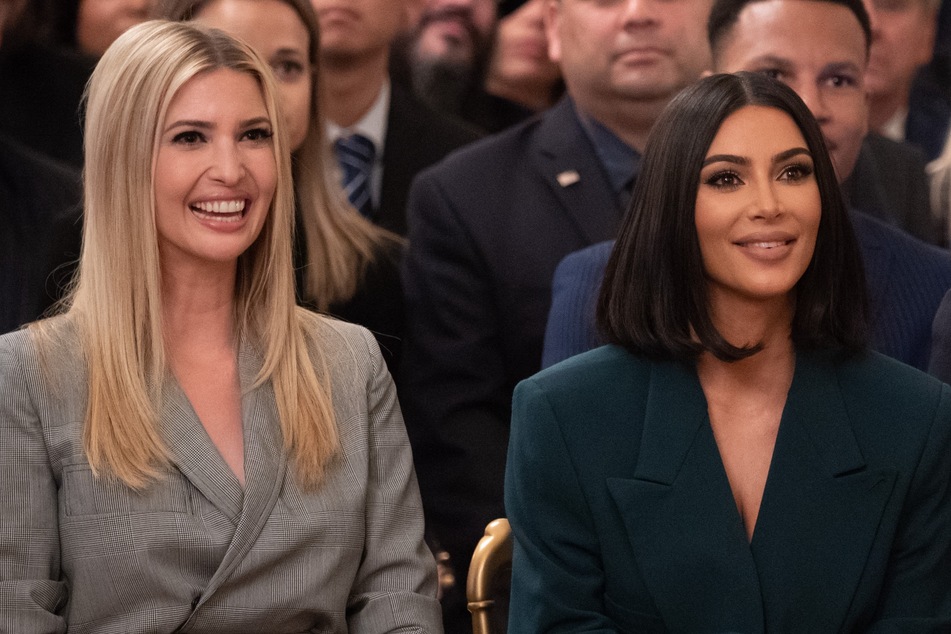 Kim Kardashian (r.) and Ivanka Trump (l.) listen as then-President Donald Trump speaks about second chance hiring and criminal justice reform in the East Room of the White House in Washington, DC, June 13, 2019.