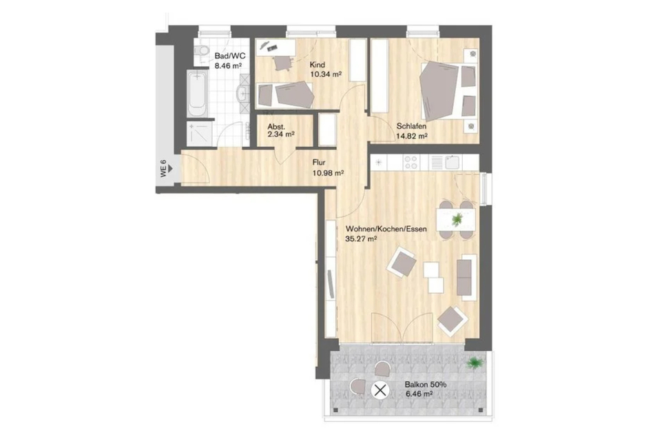 Wohneinheit 6: 3-Raum-Wohnung mit ca. 89 m² Wohnfläche