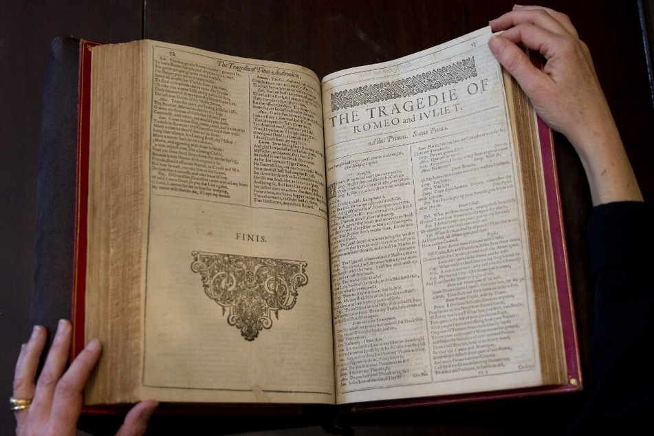 A first edition of the First Folio contains the first collected edition of William Shakespeare's works.