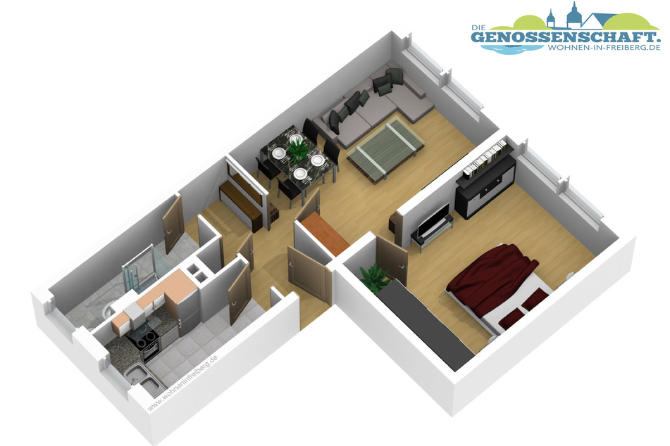 Albert-Einstein-Straße 5: 2-Raum-Etagenwohnung (45 qm)
