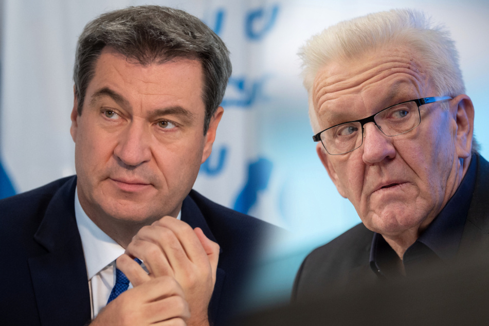 Von links: Bayerns Ministerpräsident Markus Söder (54, CSU) und Baden-Württembergs Landesvater Winfried Kretschmann (73, Grüne).