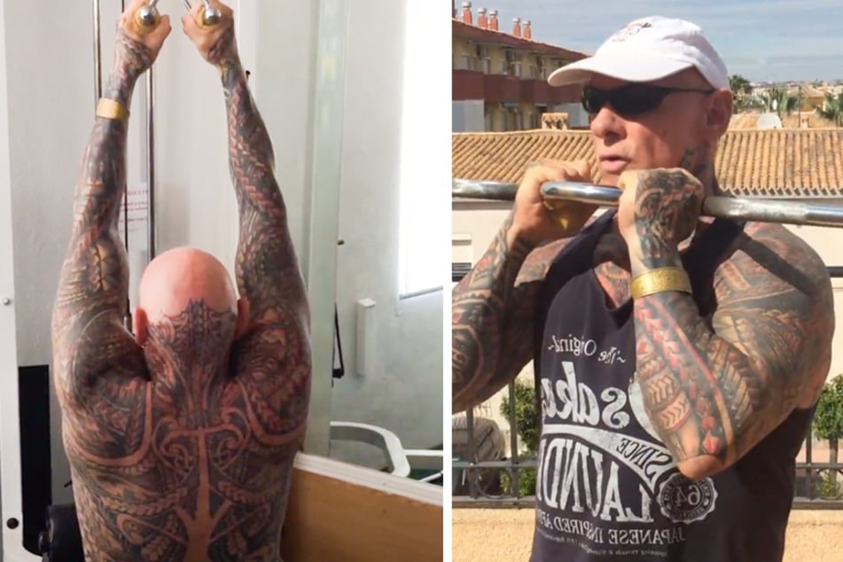 Tatted up bodybuilder proves age has no bounds in sensitive style