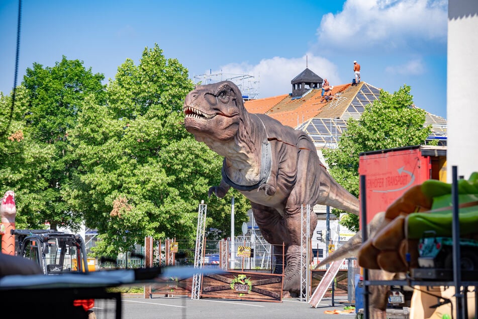 Im Außenbereich können "Jurassic Park"-Fans sich nun mit einem lebensgroßen T-Rex selbst auch mal wie im Film fühlen.