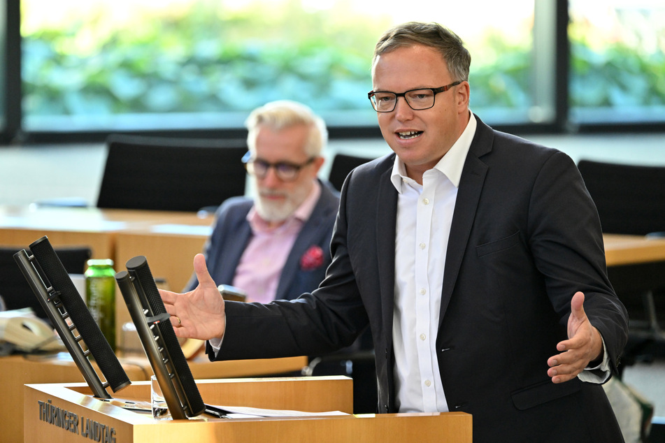 Thüringens CDU-Chef Mario Voigt (47) sprach von einer "Transformation mit der Brechstange". (Archivbild)