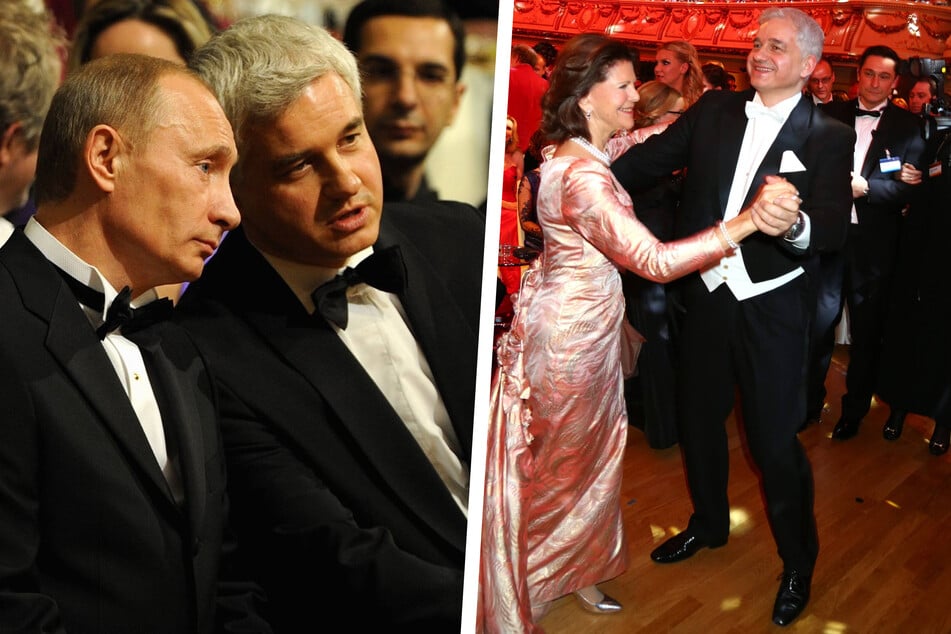 Links: 2009 hatte Frey einen Georgs-Orden an Wladimir Putin (70) verliehen. Schon damals umstritten. Rechts: 2014 war Königin Silvia von Schweden (heute 78) Ehrengast, und Frey durfte mit der Hoheit tanzen.