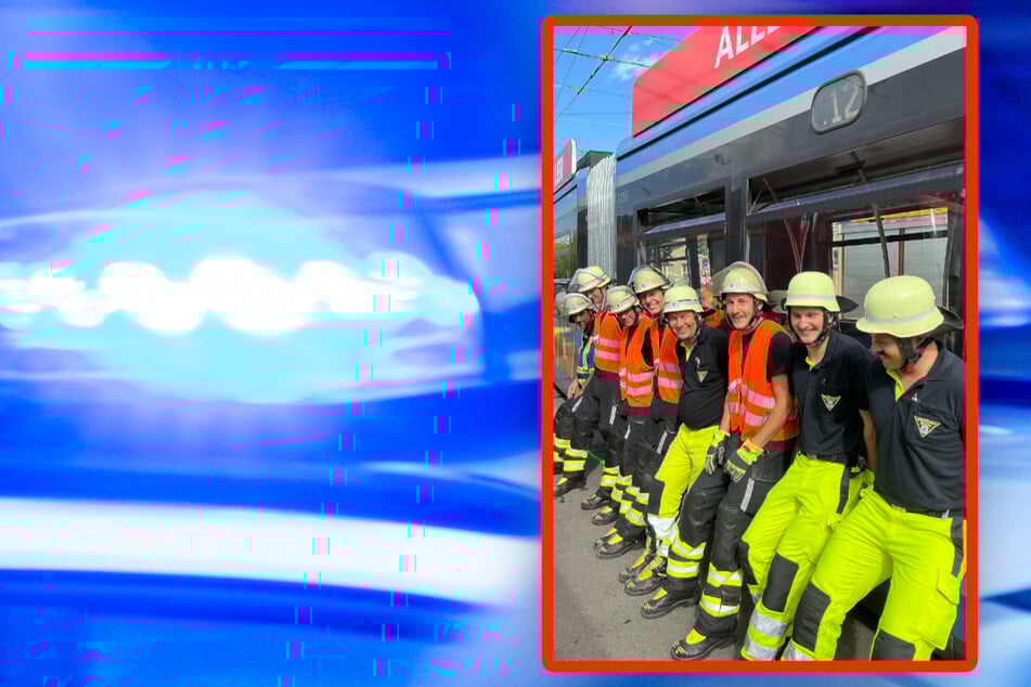 Mit vereinten Kräften wurde die Tram wieder zurück ins Gleis geschoben.