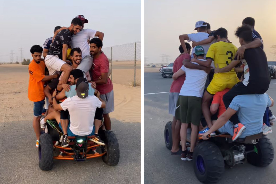 Abdullah Al Hattawi (39) mit seinen 16 Freunden - hier noch bei einem Probelauf.