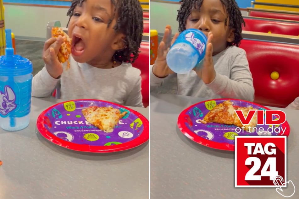 Today's Viral Video of the Day features a little boy who can't resist some cheesy pizza – even when it's smoldering hot!