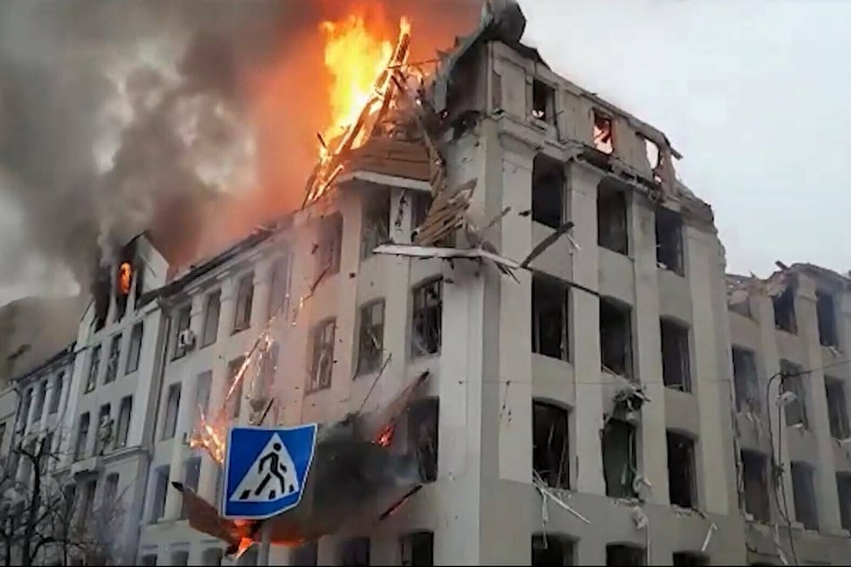 A university building in Kharkiv was hit by Russian attacks on Wednesday.