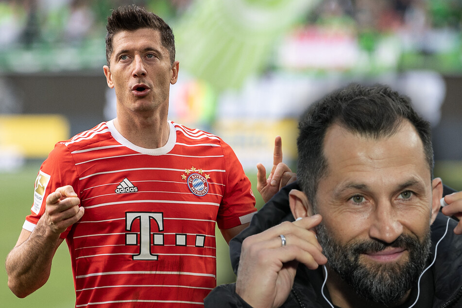 Hasan Salihamidzic (45, r.) will nichts davon hören, dass Robert Lewandowski (33) die Münchner vor Vertragsende verlassen will.