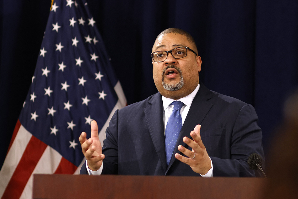 District attorney Alvin Bragg speaks after the arraignment of former President Donald Trump.