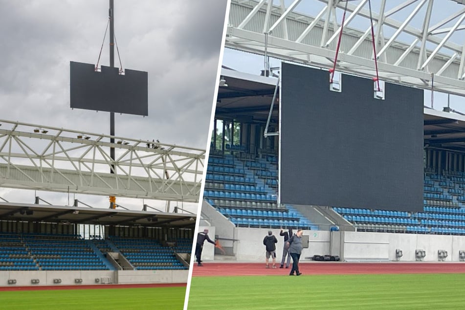 Dresden: 2. Versuch nach Anzeigetafel-Dilemma: Die Leinwand hängt im Heinz-Steyer-Stadion