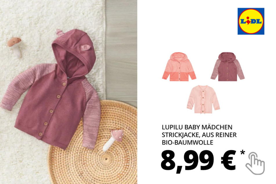 lupilu Baby Mädchen Strickjacke, aus reiner Bio-Baumwolle