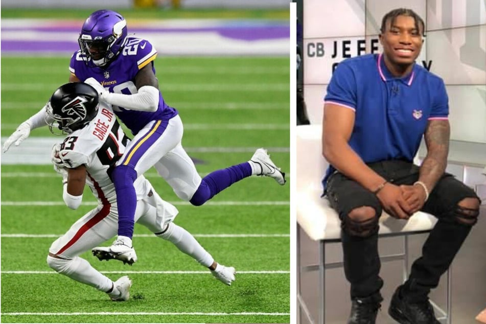 Jeff Gladney (r.), who played in the NFL for the Minnesota Vikings (l.), has died at the age of 25.