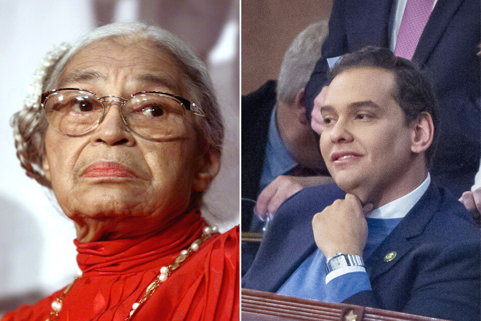 Congressman George Santos compared himself to civil rights icon Rosa Parks, saying he refuses to "sit in the back" of politics.