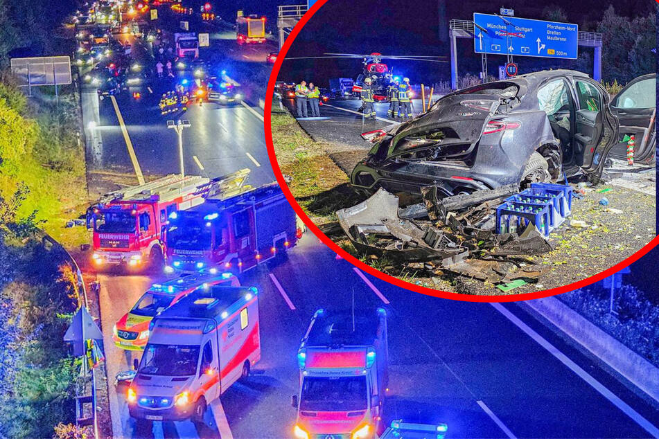 Unfall A8: Auto überschlägt sich und fängt Feuer: Zwei teils lebensgefährlich Verletzte auf A8