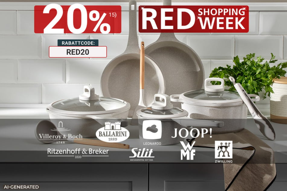 Mit dem Code: RED20 gibt's auch im Online-Shop 20 Prozent Rabatt¹⁵ auf den Einkauf.