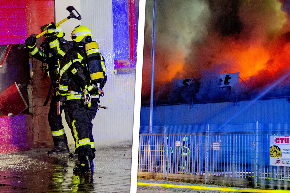 Millionenschaden: Brand in Gewerbehalle stellt Feuerwehr vor Herausforderung