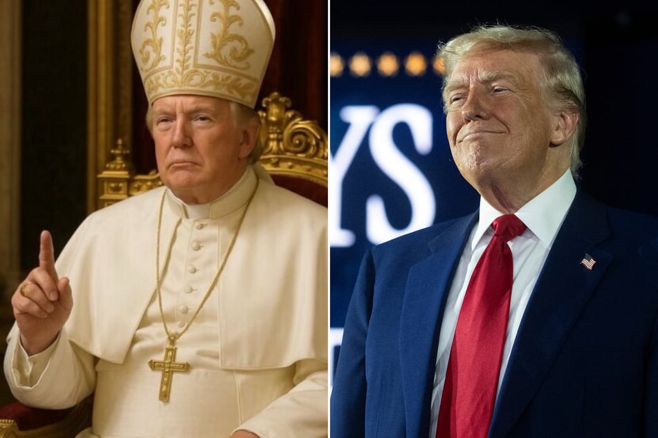 President Trump posted a spoof picture of himself dressed as the pope on social media after joking that he would like to be the next Catholic pontiff.