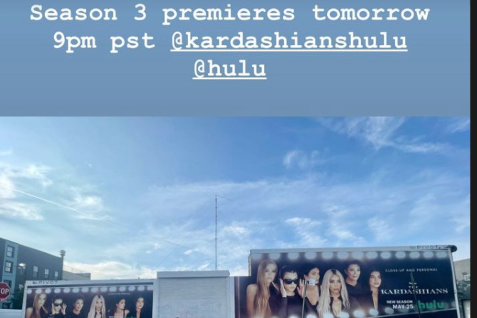 Khloé Kardashian shares pics of billboards featuring her famous family ahead of the premiere of The Kardashians' third season.