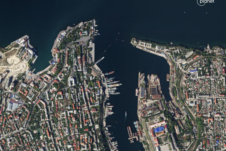 A satellite image shows a Russian Black Sea Navy HQ before a missile strike, as Russia's invasion of Ukraine continues, in Sevastopol, Crimea, on September 21, 2023.