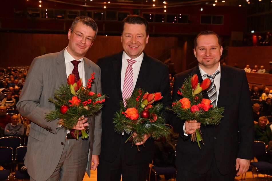 Dr. Michael Bürger (v.l.), Holger Scholze und Ronny Rehn bei der Präsidiumswahl 2018. Scholze ist nun nicht mehr dabei. (Archivbild)