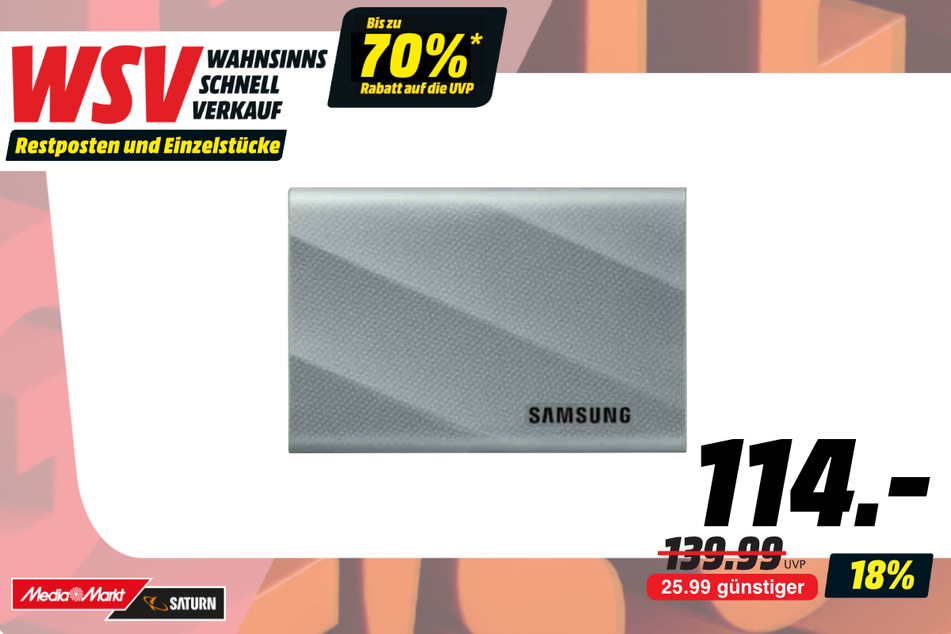 Samsung-Festplatte für 114 statt 139,99 Euro.
