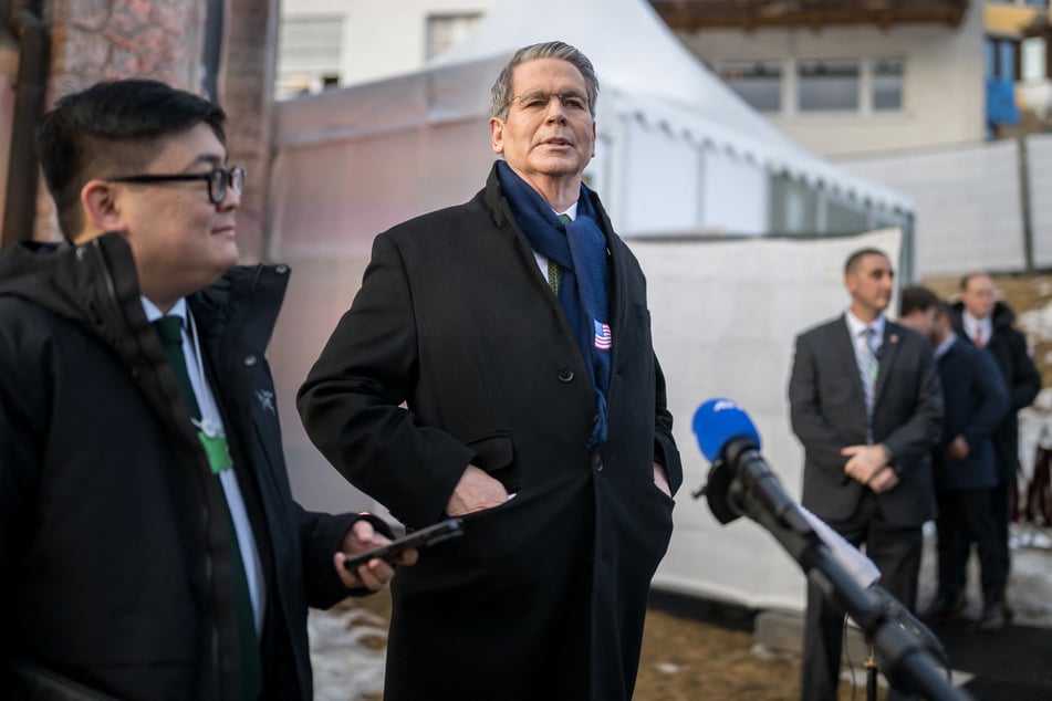 US Treasury Secretary Scott Bessent speaks during a press conference outside the USA House at the annual meeting of the World Economic Forum in Davos, Switzerland, on January 19, 2026.
