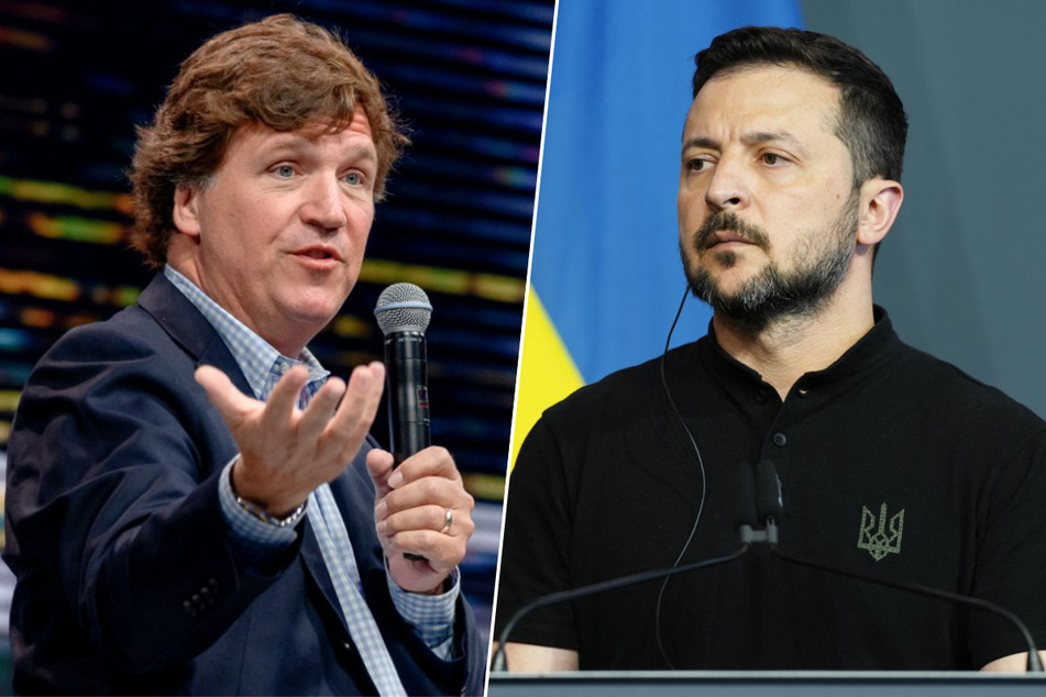 Ukrainian President Volodymyr Zelensky (r.) reportedly has no plans to sit for an interview with Tucker Carlson.