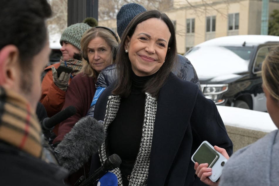 Venezuelan opposition leader Maria Corina Machado (c.) met with Marco Rubio in DC on Wednesday.