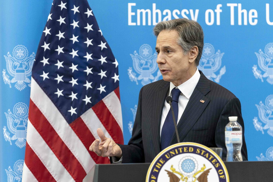 Secretary of State Anthony Blinken visited the US embassy in Kyiv on January 19.