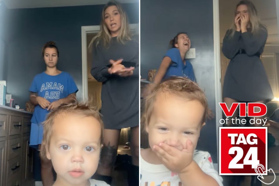 This mom and her sister were dancing to Taylor Swift when a toddler hilariously and adorably stole the spotlight!