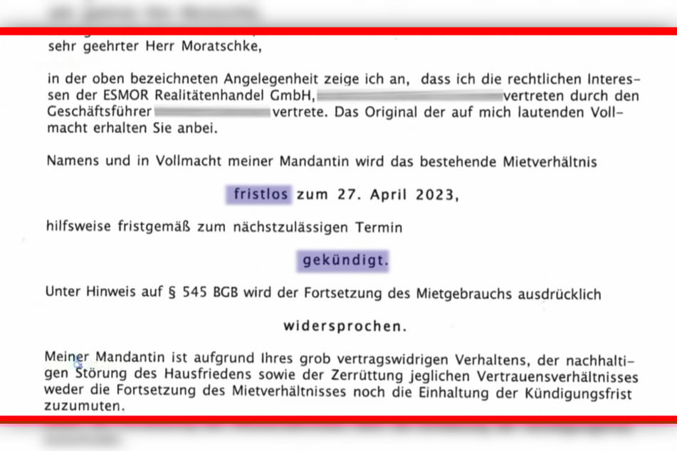 Neben einer fristlosen Kündigung erhielt Familie Moratschke ein Hausverbot sowie eine Räumungsklage.