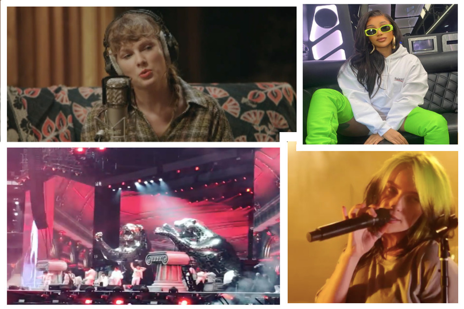 (Clockwise from top l): Taylor Swift, Cardi B, Billie Eilish and BTS have been announced to perform at this year's Grammy Awards show.